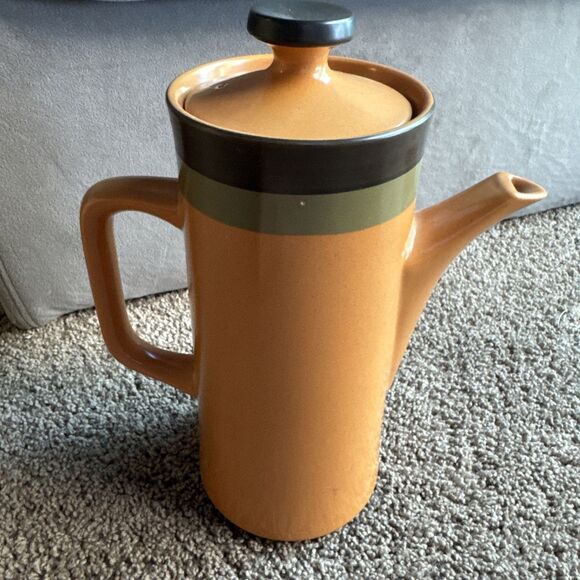 Arrowstone Stoneware Cherokee Orange Pitcher 693 Japan Tea Coffee Serverware 11" - Picture 5 of 10